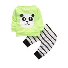 2020 Fashion Baby Clothing Kids Newborn Boys Girls Long Sleeve Panda T-shirt  Striped Pants Infant Clothes Outfits Tracksuits 2024 - купить недорого