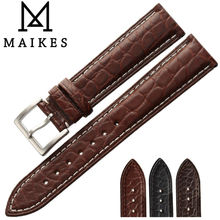 Maikes pulseira de relógio de crocodilo, luxuosa para iwc chota longines, couro de crocodilo genuíno, pulseira de relógio de alta qualidade 2024 - compre barato