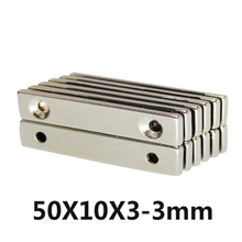 5pcs  50x10x3 mm hole 3mm N35 Strong Square NdFeB Rare Earth Magnet 50*10*3 mm 2hole 3mm 2024 - buy cheap