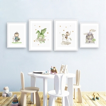 Nursery Print Boys Room Wall Art Decor Knight Dragon Cartoon Posters and Prints Nordic Wall Pictures Canvas Painting Boys Gift 2024 - buy cheap