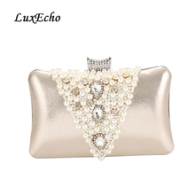LuxEcho 2019 New fashion lady Baitie Pearl Dinner Bag Hand with one shoulder and oblique straddle Bag Bride Party Bag 2024 - buy cheap