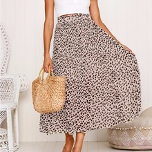 Женская плиссированная шифоновая юбка с леопардовым принтом DeRuiLaDy, повседневная юбка до середины икры с высокой талией, 2020 2024 - купить недорого