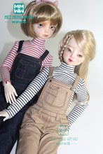 Clothes for doll fits 40-43cm 1/4 BJD accessories fashion Striped T-shirt, denim strap pants 2024 - buy cheap