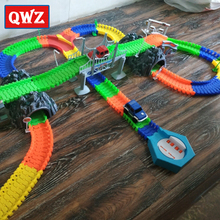 QWZ Railway Luminous Racing Flexible Track Play Set Bend Glow In Dark Electronic Light Car Race Track DIY Toys For Children Gift 2024 - buy cheap