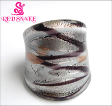 Anillo de moda de serpiente roja, línea hecha a mano con lámina de color plateado, anillos de cristal de Murano 2024 - compra barato