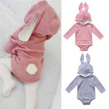 Mono con capucha para bebé, Niña y niño recién nacido, mameluco con orejas de conejo, ropa 2024 - compra barato