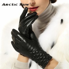 Women Gloves Wrist Elastic Top Fashion Goatskin Genuine Leather Solid Sheepskin Glove Thermal Winter Driving Free Shipping 2024 - buy cheap