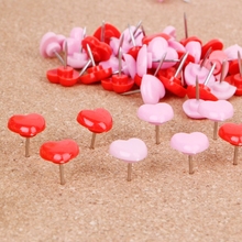 50 Pcs Heart Shape Plastic Quality Colored Push Pins Thumbtacks Office School 2024 - buy cheap