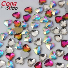 Cong Shao 100Pcs 5.2*6mm Glass Heart Rhinestones For Nails Art decorations Glitter costume Flat Back stones and crystals CS710 2024 - buy cheap