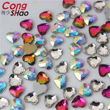 Cong Shao 100 Uds 5,2*6mm de cristal de diamantes de imitación con forma de corazón para uñas de arte decoración de traje con purpurina piedras con parte trasera plana y cristales CS710 2024 - compra barato