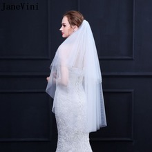 JaneVini Simple barato marfil/blanco boda velos dos capas con peine codo longitud velo corto tul nupcial boda Accesorios 2024 - compra barato