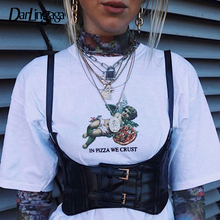 Darlingaga-top punk de couro sintético com alça, blusa feminina curta e gótica, fivela sexy, verão, preto, sem costas, curta 2024 - compre barato