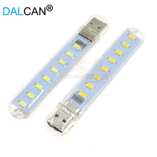 DALCAN brillante 8 LED portátil minilámpara USB Lámpara de escritorio lámpara de noche libro luz para escritorio PC portátil lectura banco de energía 2024 - compra barato