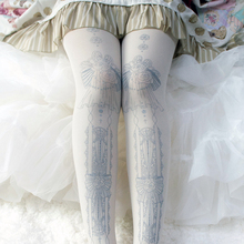 Lolita printed silk stockings lace miss m daytime chicago-brewed goose down tights silver lo socks 2024 - buy cheap