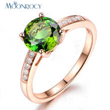 MOONROCY CZ Green Crystal Rings Rose Gold Color Party Wedding Ring Jewelry for Women Girls Gift Drop Shipping Wholesale 2024 - buy cheap