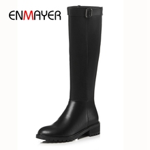 Enmayer-botas femininas de salto quadrado, com zíper redondo, bota cano alto, tamanhos 34-39, zyl976 2024 - compre barato