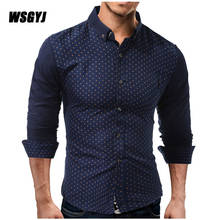 Camisa Masculina 2017 New Fashion Casual Wave point Men Shirt Long Sleeve Slim Fit Shirt Men Mens Dress Shirts Men Clothes XXL 2024 - buy cheap