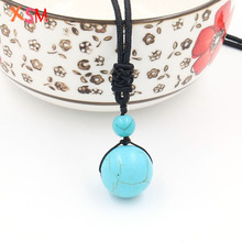 xinshangmie Fashion Personalized Green Turquoises Beads Ball Lucky  Rope Chain Pendant Necklace Charm Jewelry Gift 1 Pcs/Lot 2024 - buy cheap