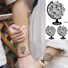 Tatuagem falsa 3d estilo globo de flor, 25 estilos, braço, menina, arte corporal pequena, tatuagem temporária, à prova d'água, para mulheres 2024 - compre barato