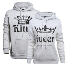 2017 New Women Men Hoodies King Queen Printed Sweatshirt Lovers Couples Hoodie Hooded Sweatshirt Casual Pullovers Tracksuits 2024 - buy cheap