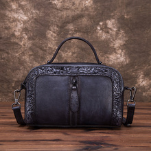 High Quality Genuine Leather Women Cowhide Top Handle Bags Vine Embossed Tote Handbag Vintage Crossbody Shoulder Messenger Bag 2024 - buy cheap