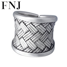 FNJ Rope Recite Ring 925 Silver Jewelry New Punk S925 Sterling Thail Silver Rings for Men Adjustable Size 7.5-10 bague 2024 - buy cheap