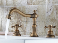 3 Hole Antique Brass Deck Mounted Bathroom Mixer Tap Bath Basin Sink Vanity Faucet Water Tap Bath Faucets Nnf202 2024 - buy cheap