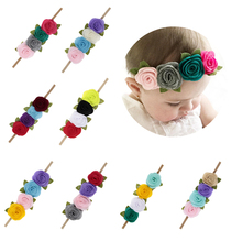 Fashion Felt Rose Flower Headband Kids Girls Leaves Flower Headwear Birthday Gift Photo Shoot Hair Accessories 2024 - buy cheap