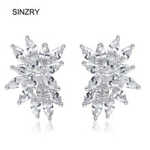 SINZRY Fashionable  jewelry AAA cubic zircon micro paved flower shape glitter stud earrings women christmas gift 2024 - buy cheap