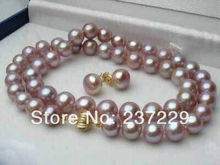 Wholesale price FREE SHIPPING ^^^^8-9mm Natural Lavender Akoya Cultured Pearl Earrings Necklace Set 18" 2024 - buy cheap