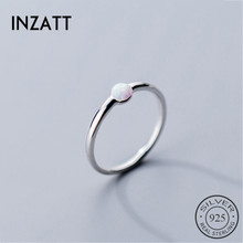 INZATT  Genuine 100% 925 Sterling Silver Minimalist Geometric Round Ring For Women Party Opal Stone Fashion Jewelry Accessories 2024 - buy cheap