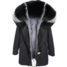Maomaokong2020 fashion women's clothing Real rabbit fur grass liner Park coat Real fox fur collar winter jacket long jacket 2024 - buy cheap