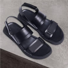 Black Summer Mens Cozy Fashion Casual Sandals Criss Cross Straps Male Cool Beach Sandals Shoes Flats Runway Design Sandalias 2024 - buy cheap