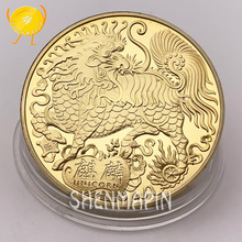 Chinese Traditional Mascot Qilin Commemorative Coin Symbolize Happiness Kirin Coins Collectibles Bring Luck Light to Yourself 2024 - buy cheap