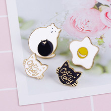 Cute Cartoon Egg Cat Star Omelette Brooch For Women Girls Cute Clothing pins Brooches Jewelry Birthday gifts 2024 - buy cheap