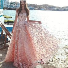 Pink Muslim Evening Dresses A-line Sweetheart Lace Beaded Islamic Dubai Saudi Arabic Long Evening Gown Prom Dress 2024 - buy cheap