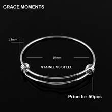 50pcs/lot 1.8mm Thick DIY Bracelet & Bangle 316L Stainless Steel Cuff Bracelet Cable Wire Bangle Fit Grace Moments Charm Pendant 2024 - buy cheap