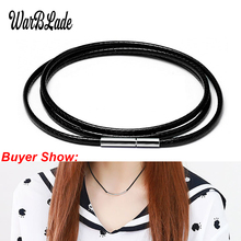 1/1.5/2/3mm Black Necklace Cord Leather Cord Wax Rope Chain With Stainless Steel Clasp For Men Women DIY Necklace Making WBL 2024 - buy cheap