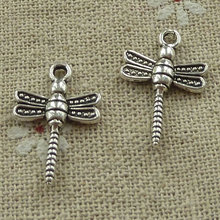 300 piezas de abalorios de libélula de plata tibetana 22x14mm #3652 2024 - compra barato