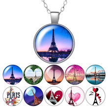 New Beauty Love Eiffel Tower Photo Silver color/Bronze Pendant Necklace 25mm Glass Cabochon Girl Jewelry Birthday Gift 50cm 2024 - buy cheap