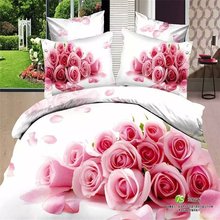 3D Роза Свадебные постельные принадлежности, Королевский размер, 220x240 см, 100% хлопок, постельные принадлежности, 4 шт., 500TC 3D Свадьба розовая роза принцесса покрывала 2024 - купить недорого