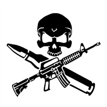 17.7*15.8CM Funny Rifle Bullet Gun Skull Car Stickers Covering The Body Of Fashion Vinyl Decals Black/Silver C7-0996 2024 - buy cheap