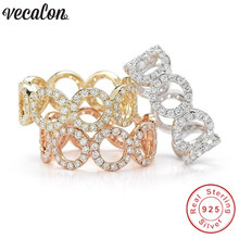 Классическое ювелирное изделие Vecalon, кольцо из серебра 100% пробы с фианитом 5A, обручальное кольцо для женщин, подарок на свадьбу 2024 - купить недорого
