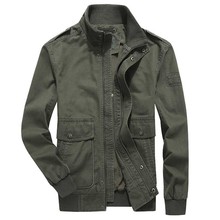 Casaco bomber de algodão masculino, jaqueta vintage de beisebol com gola alta, corta-vento militar, tamanho grande, outono e inverno 2024 - compre barato