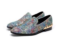 Shinny Glitter Wedding Party Shoes Slip on Flats Male Party Dress Shoes Big size euro 46 2024 - buy cheap