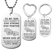 Inspirational TO MY SON Stay Strong Stainless Steel Pendant Necklaces Engrave Love Mum ID Tag Necklaces Jewelry Gifts 2024 - buy cheap