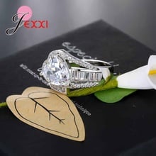 Элегантное 925 пробы Серебряное кольцо для женщин, свадебное ювелирное изделие в форме сердца, кольца с кристаллами для женщин, обручальное кольцо 2024 - купить недорого