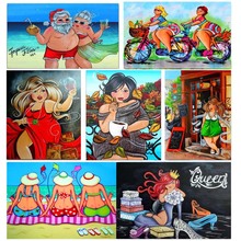 Fat lady/woman 5D Diy diamond painting full square dame Cross stitch Comic Full mosaic Diamond embroidery girl sticker ZP-1775 2024 - buy cheap