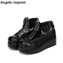 Angelic imprint woman mori girl lolita cosplay shoes lady high heels pumps women princess dress party shoes 33-47 lace flowers 2024 - buy cheap