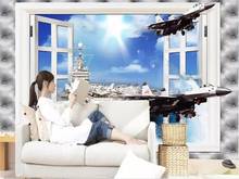 3d wallpaper photo wallpaper custom living room mural aircraft carrier window painting sofa TV background wallpaper for wall 3d 2024 - buy cheap